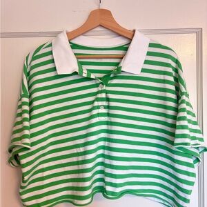 OFFLINE by Aerie Green & White Polo Shirt